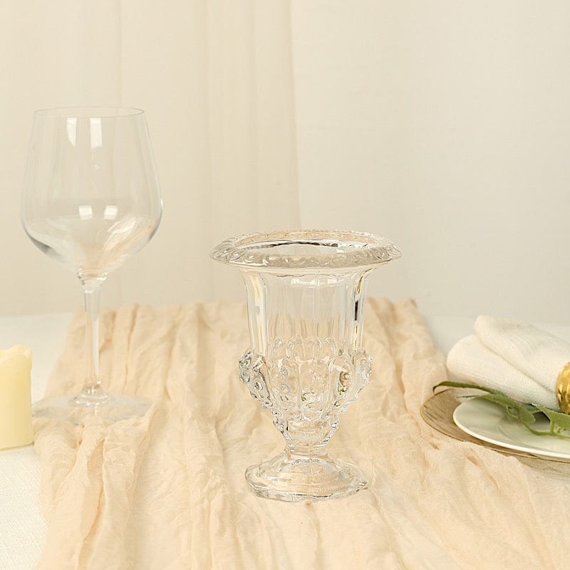 2 Glass 8 in Classic Roman Urn Style Flower Vases