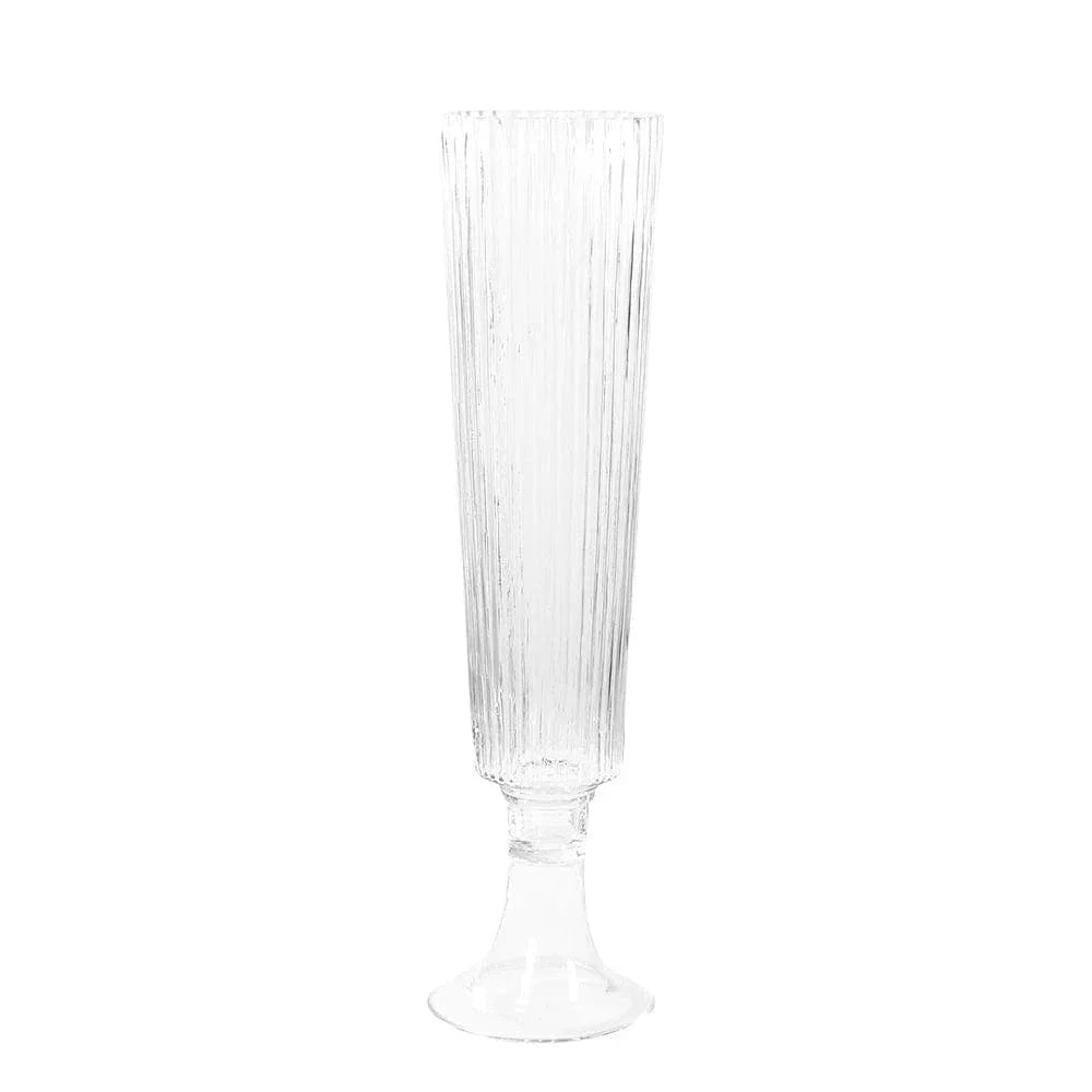 2 pcs Clear 32 in Glass Trumpet Vases Ribbed Design