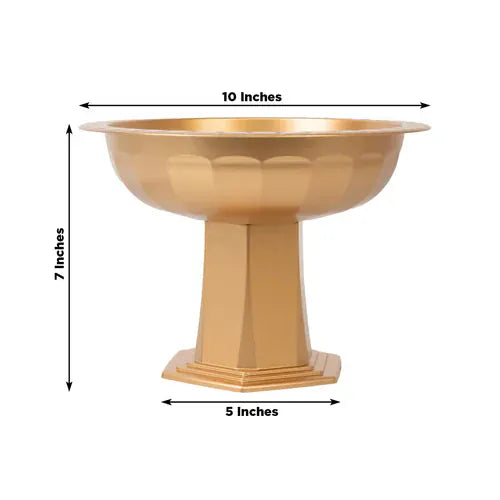 3 Round 10 in Gold Plastic Compote Footed Bowl Vases Roman Style Flower Pedestals