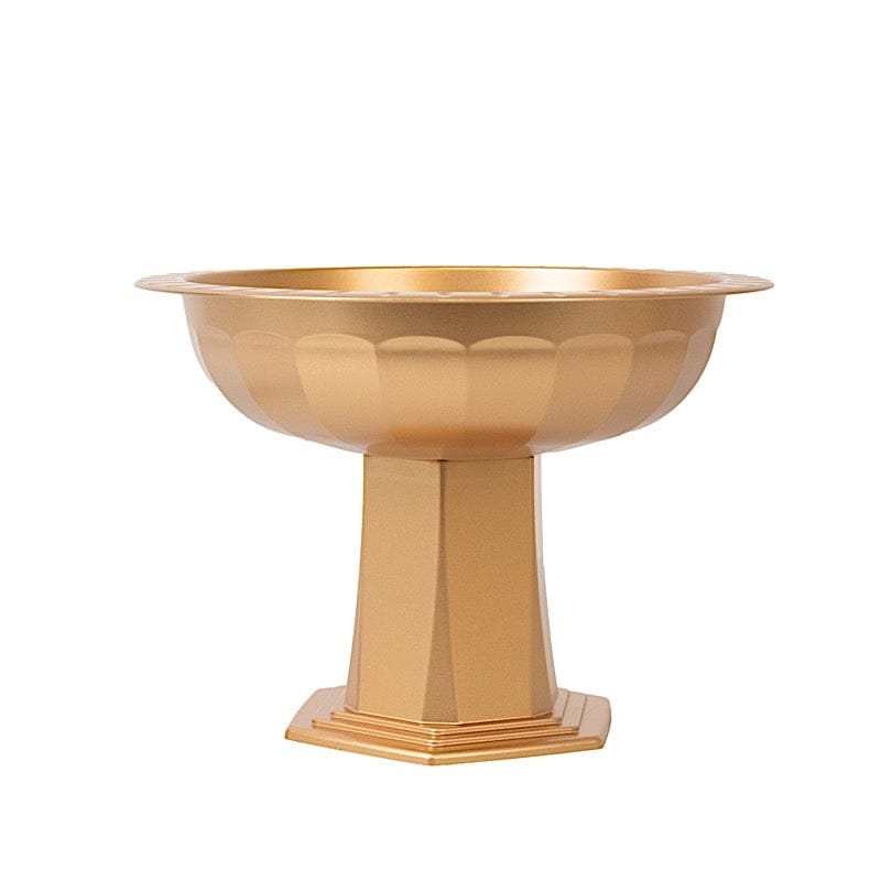 3 Round 10 in Gold Plastic Compote Footed Bowl Vases Roman Style Flower Pedestals