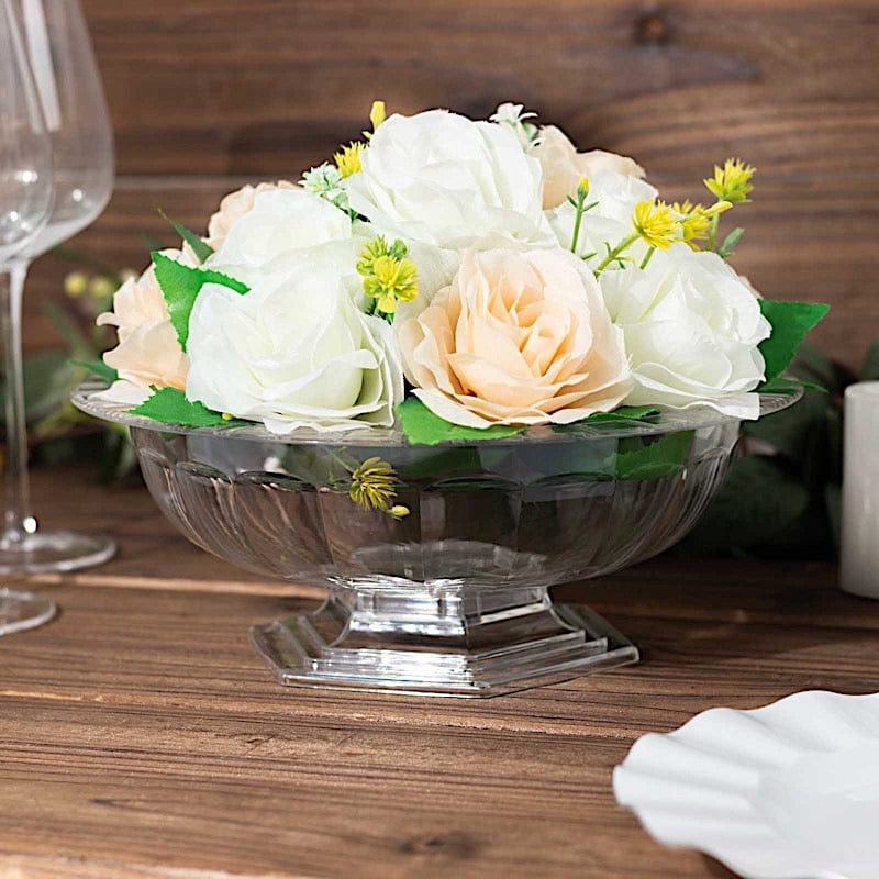 3 Round 10 in Plastic Compote Vases Roman Style Flower Pedestals