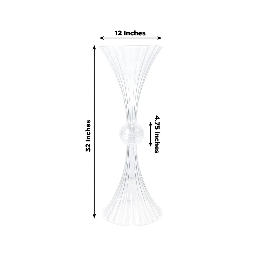 4 Clear Acrylic Reversible Trumpet Flower Vases Centerpieces with Crystal Ball