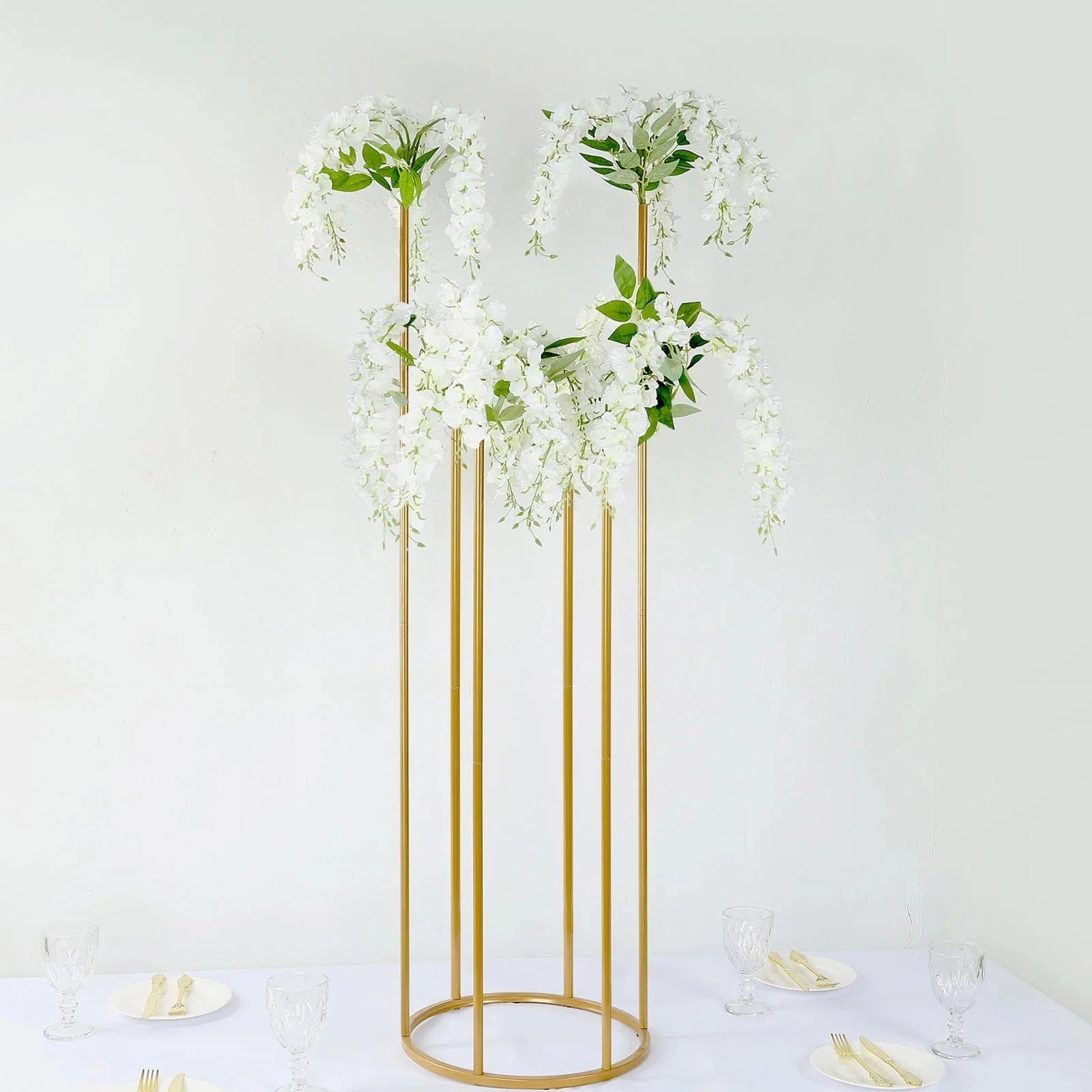 4 feet Gold Metal 6-Tubes Single Stem Flower Centerpiece Minimalist Style