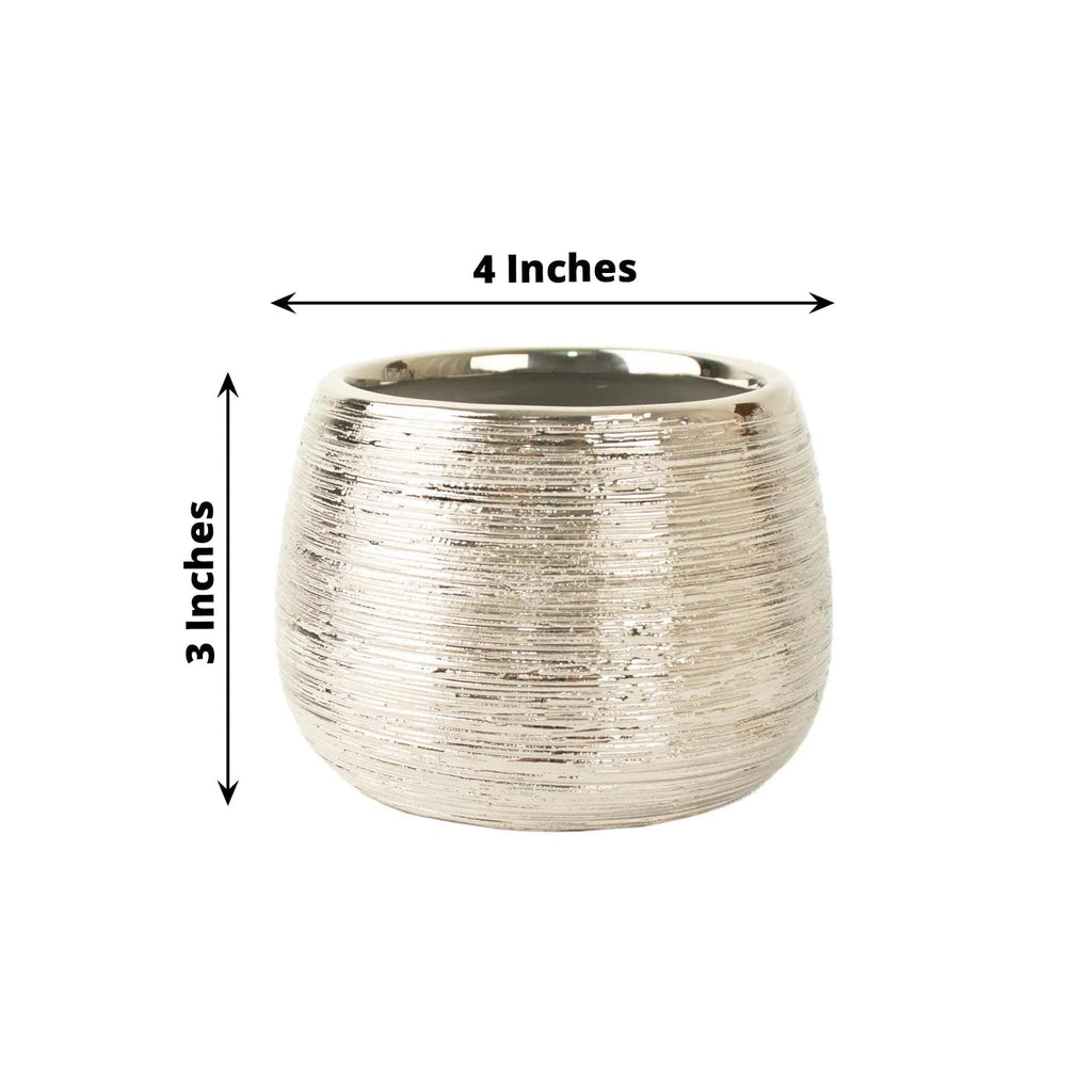 silver ceramic plant pot 4 Metallic 3 in Round Ceramic Succulent Planters Flower Plant Pots
