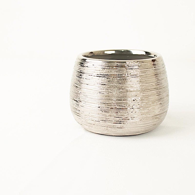silver ceramic plant pot 4 Round 3" Metallic Ceramic Flower Plant Pots Succulent Planters Gold