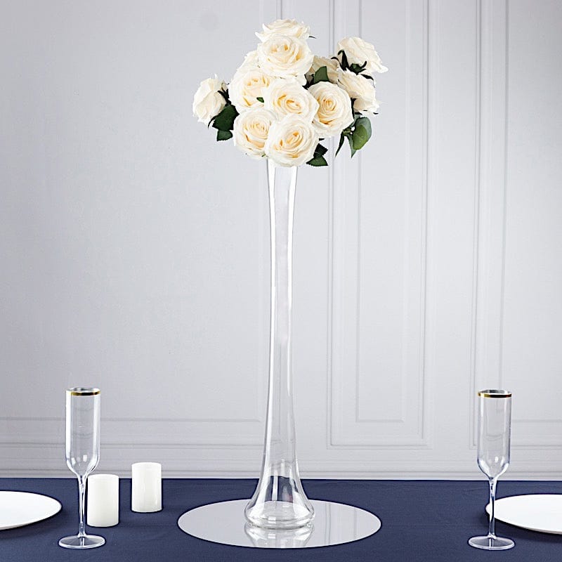 6 Clear Heavy Duty Eiffel Tower Glass Vases with Round Base