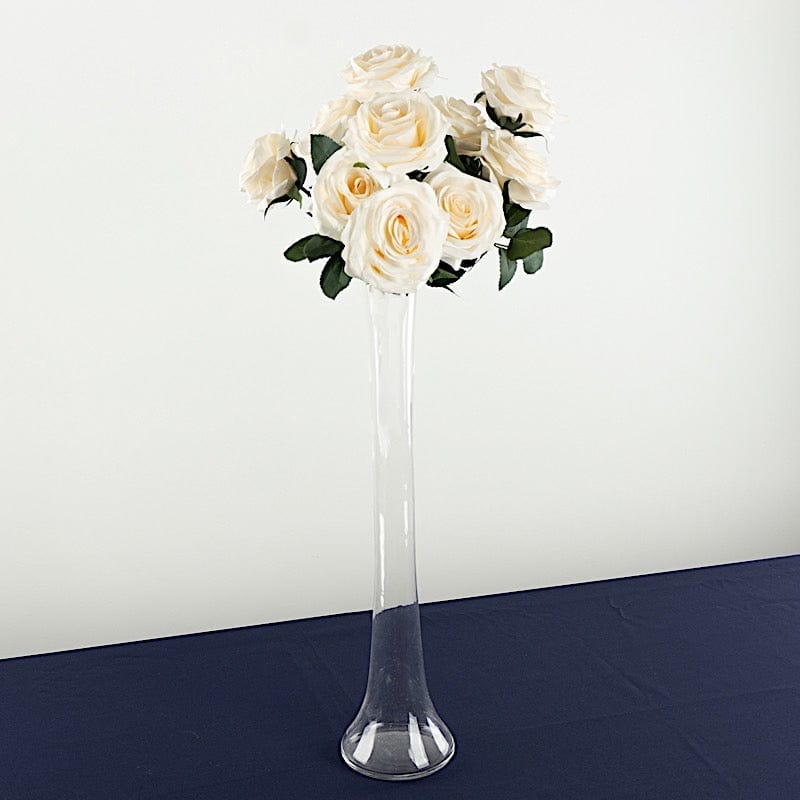 6 Clear Heavy Duty Eiffel Tower Glass Vases with Round Base