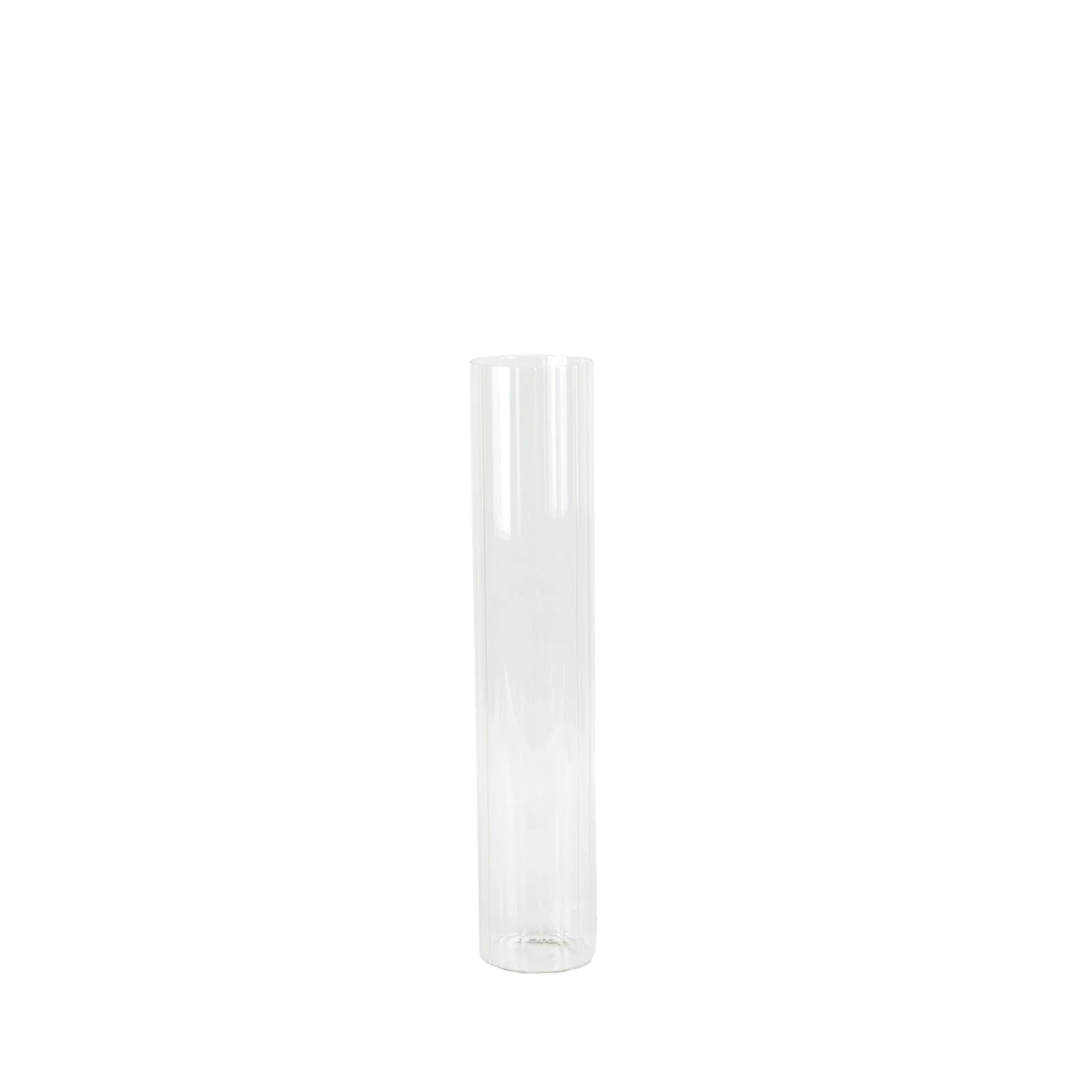 6 Clear Ribbed Cylinder Glass Vases Centerpieces