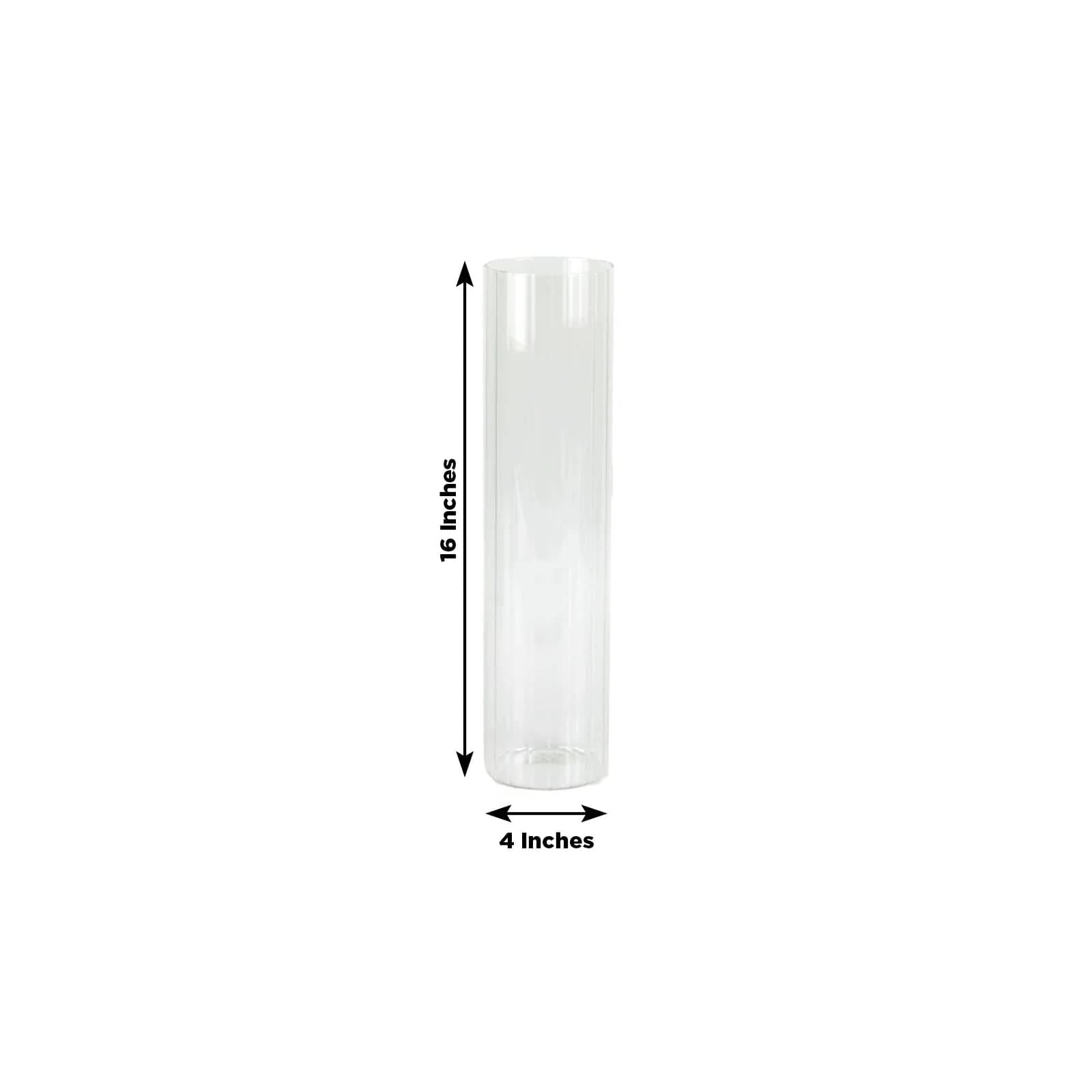 6 Clear Ribbed Cylinder Glass Vases Centerpieces