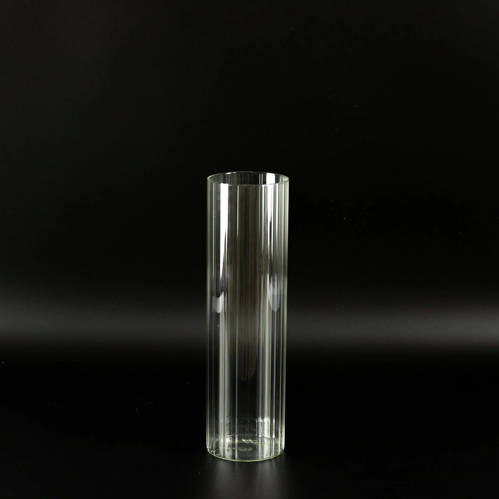 6 Clear Ribbed Cylinder Glass Vases Centerpieces
