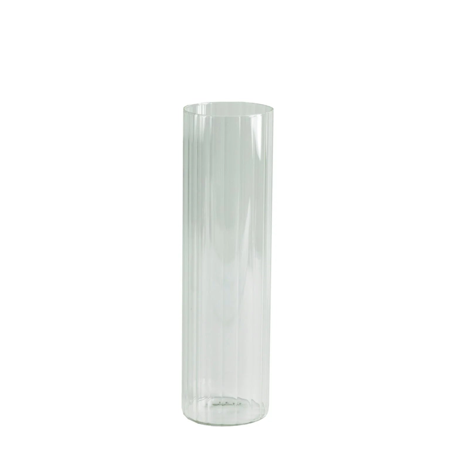 6 Clear Ribbed Cylinder Glass Vases Centerpieces