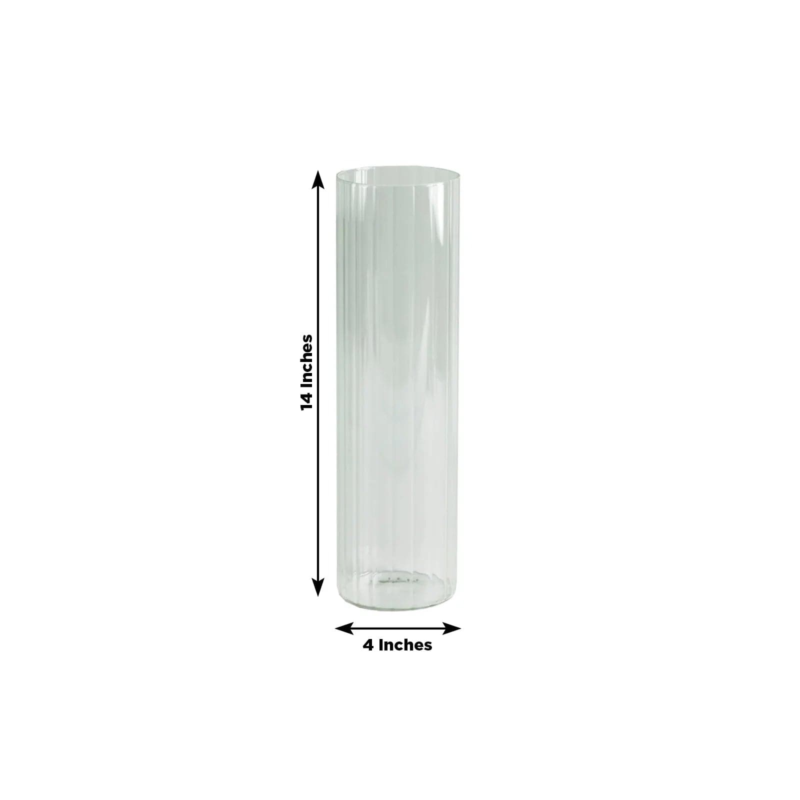 6 Clear Ribbed Cylinder Glass Vases Centerpieces