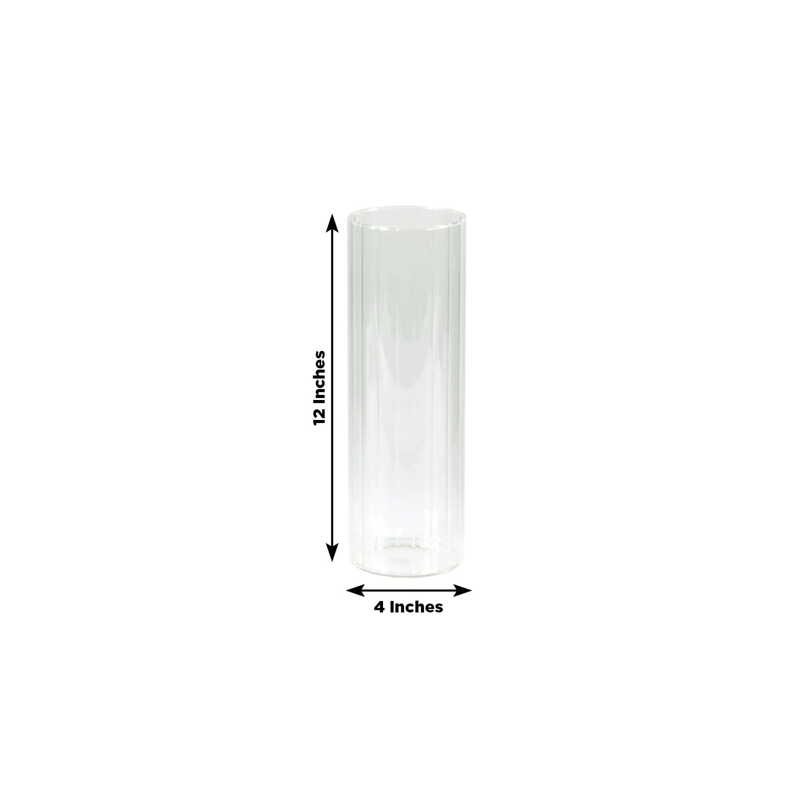 6 Clear Ribbed Cylinder Glass Vases Centerpieces
