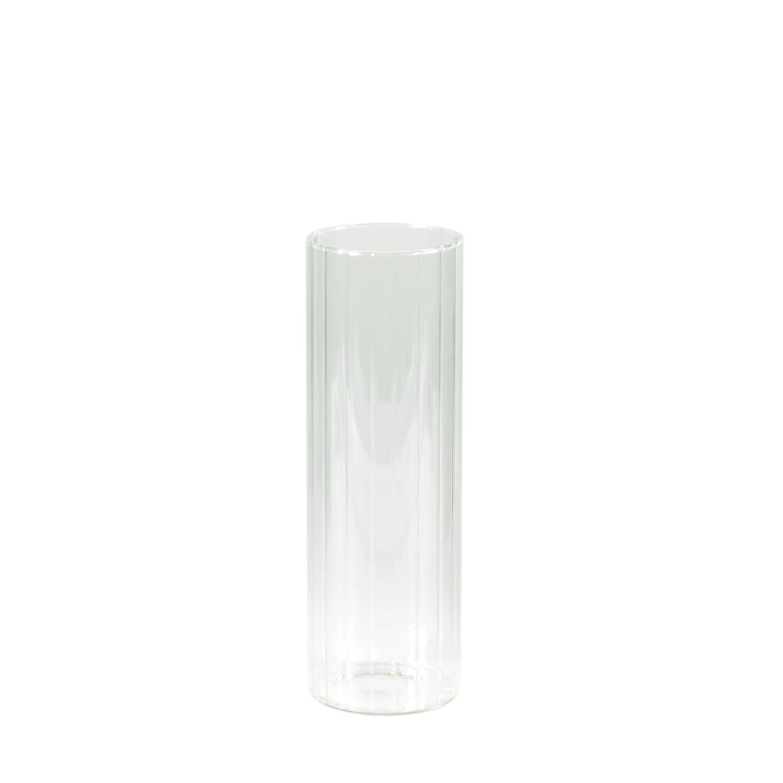 6 Clear Ribbed Cylinder Glass Vases Centerpieces
