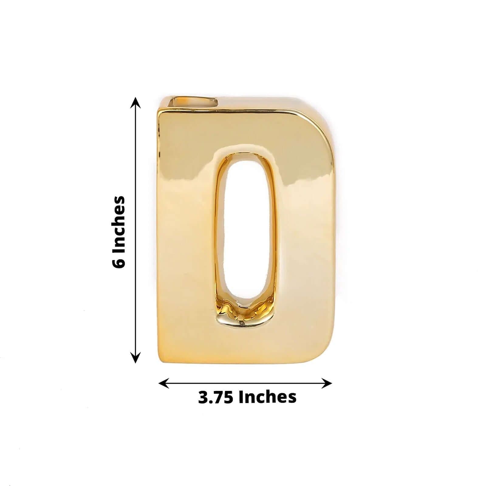 6 in Gold Metallic Letters and Symbols Ceramic Flower Vase Centerpiece