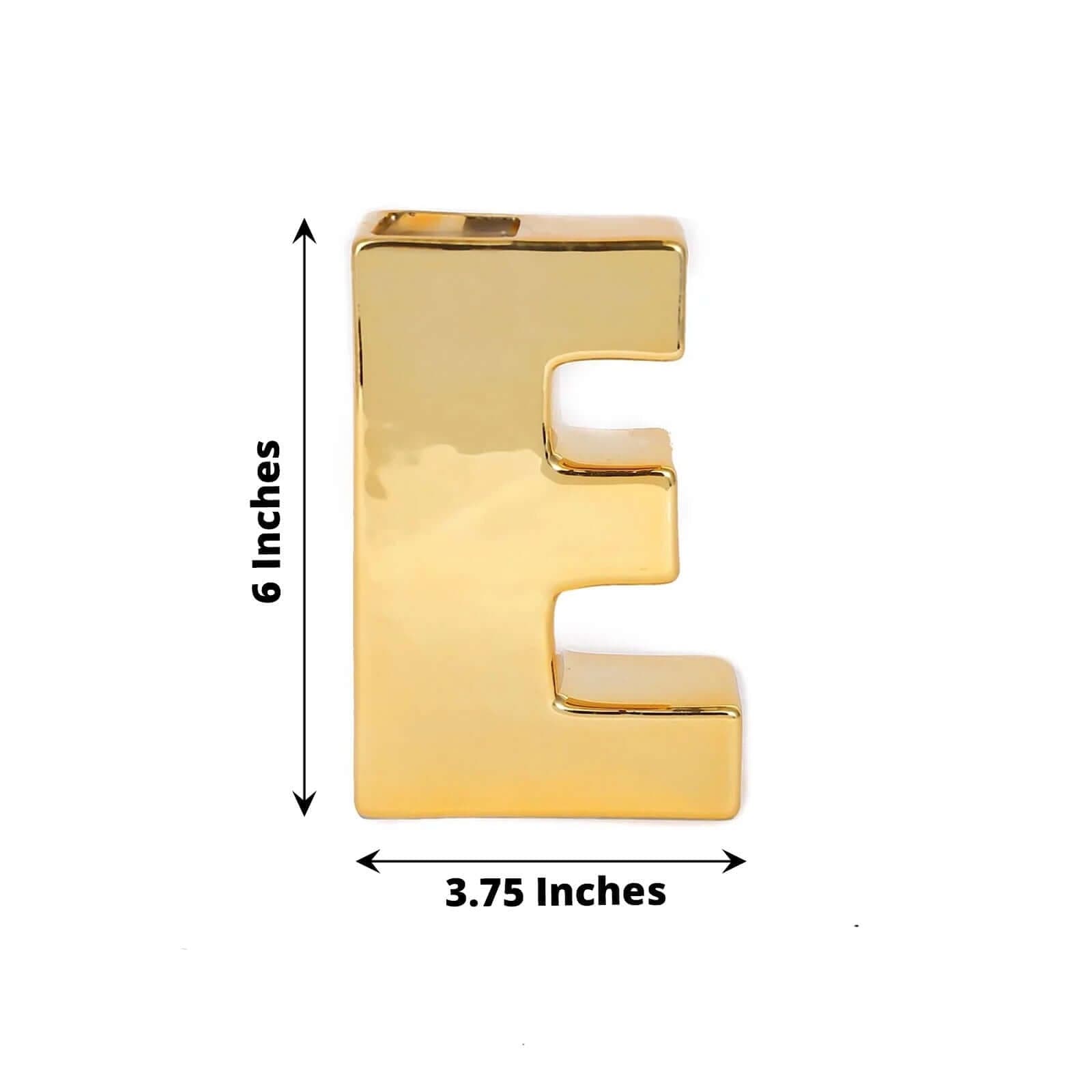 6 in Gold Metallic Letters and Symbols Ceramic Flower Vase Centerpiece