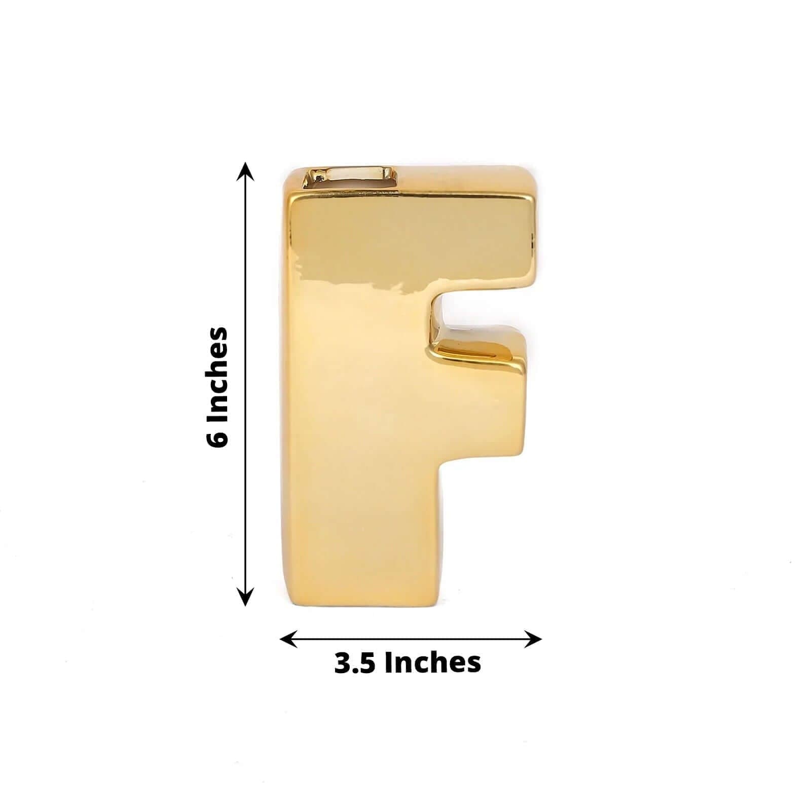 6 in Gold Metallic Letters and Symbols Ceramic Flower Vase Centerpiece