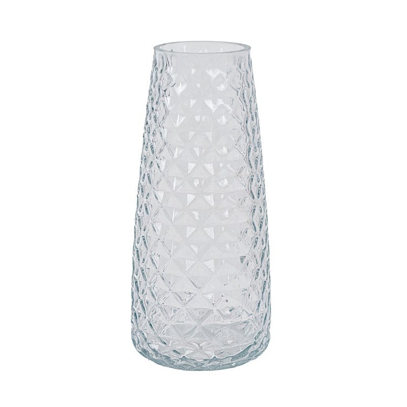 6 Round Glass Urn Vases Diamond Crystal Cut Pattern