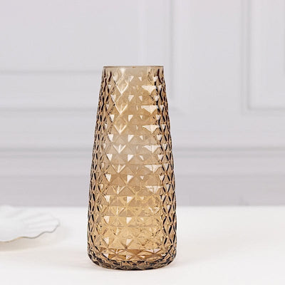 6 Round Glass Urn Vases Diamond Crystal Cut Pattern