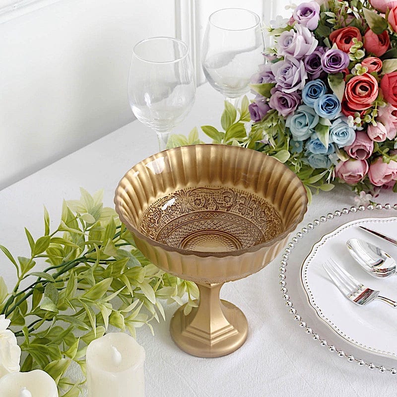 Gold 7 in Metal Compote Vase Roman Style Flower Pedestal Pot – Balsa ...