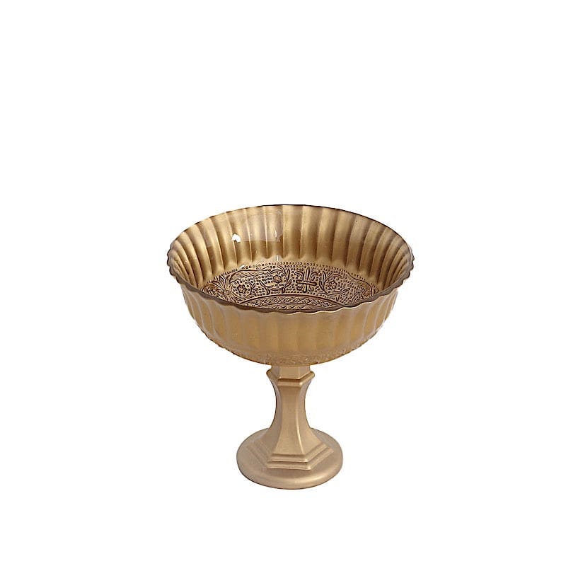 Gold 7 in Metal Compote Vase Roman Style Flower Pedestal Pot