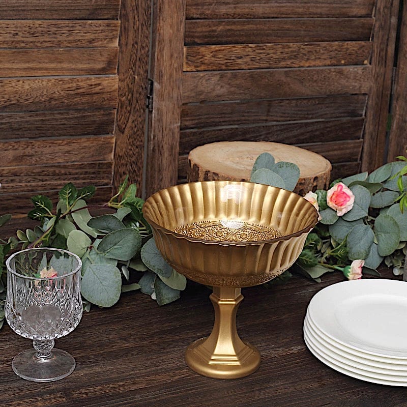 Gold 7 in Metal Compote Vase Roman Style Flower Pedestal Pot – Balsa ...