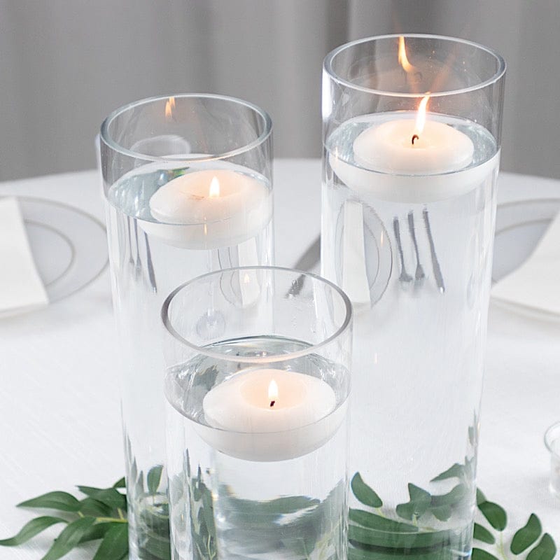 Set of 12 in, 14 in, 16 in Clear Premium Glass Cylinder Vases Centerpieces