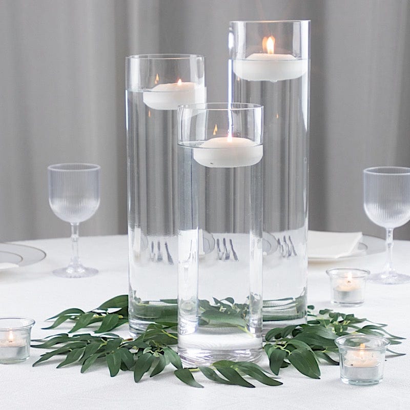 Set of 12 in, 14 in, 16 in Clear Premium Glass Cylinder Vases Centerpieces