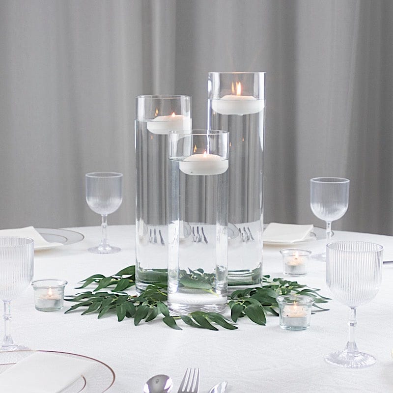 Set of 12 in, 14 in, 16 in Clear Premium Glass Cylinder Vases Centerpieces