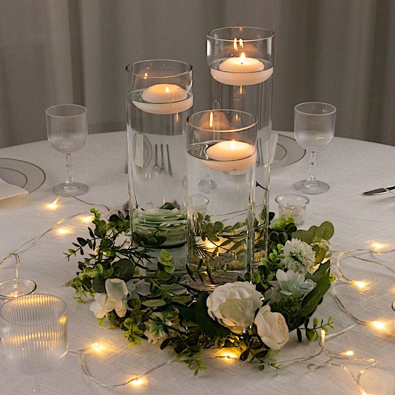 Set of 12 in, 14 in, 16 in Clear Premium Glass Cylinder Vases Centerpieces