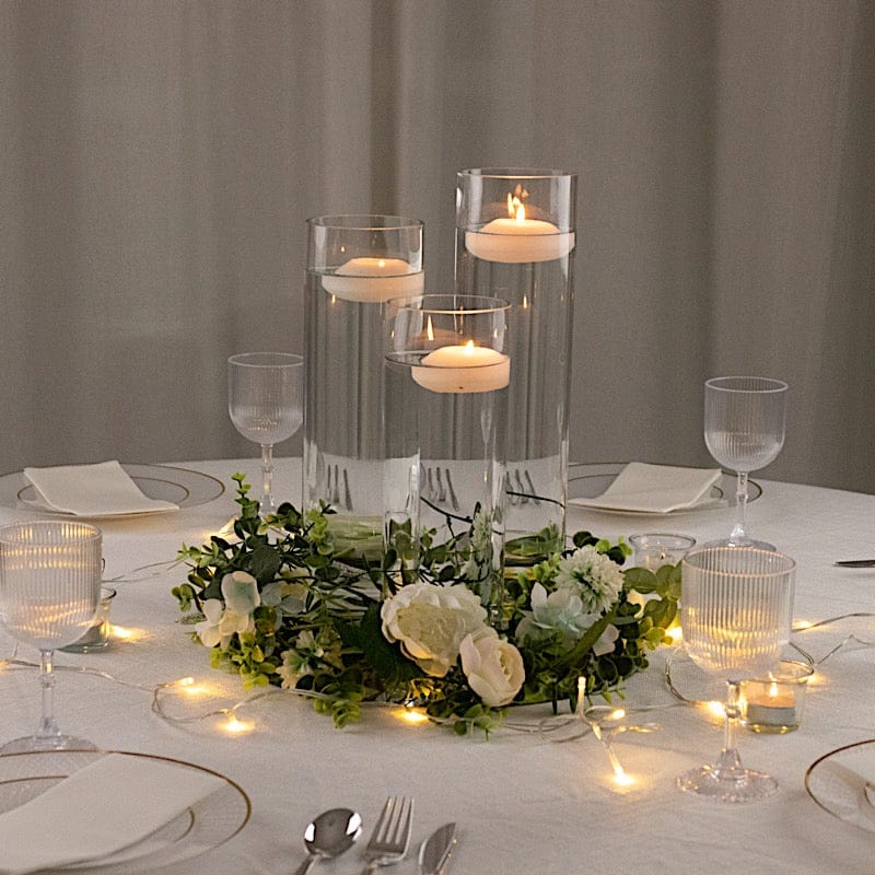 Set of 12 in, 14 in, 16 in Clear Premium Glass Cylinder Vases Centerpieces