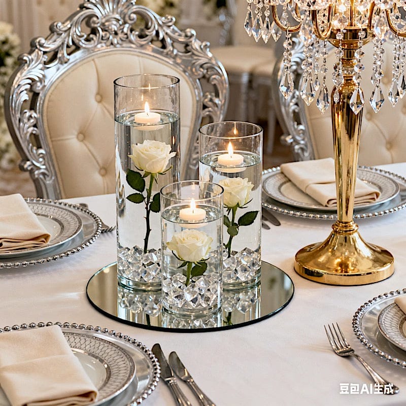 Set of 12 in, 14 in, 16 in Clear Premium Glass Cylinder Vases Centerpieces