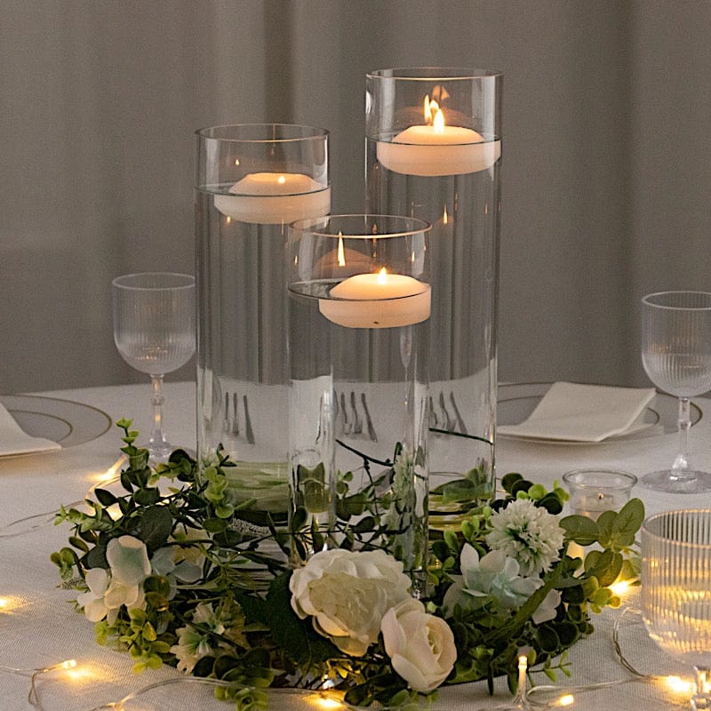 Set of 12 in, 14 in, 16 in Clear Premium Glass Cylinder Vases Centerpieces