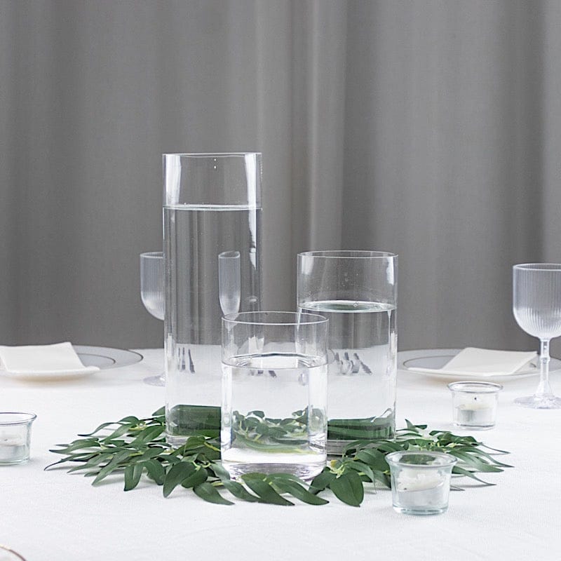 Set of 6 in, 8 in, 12 in Clear Premium Glass Cylinder Vases Centerpieces