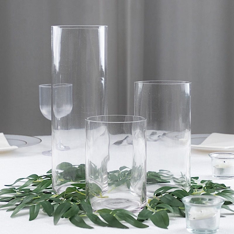 Set of 6 in, 8 in, 12 in Clear Premium Glass Cylinder Vases Centerpieces