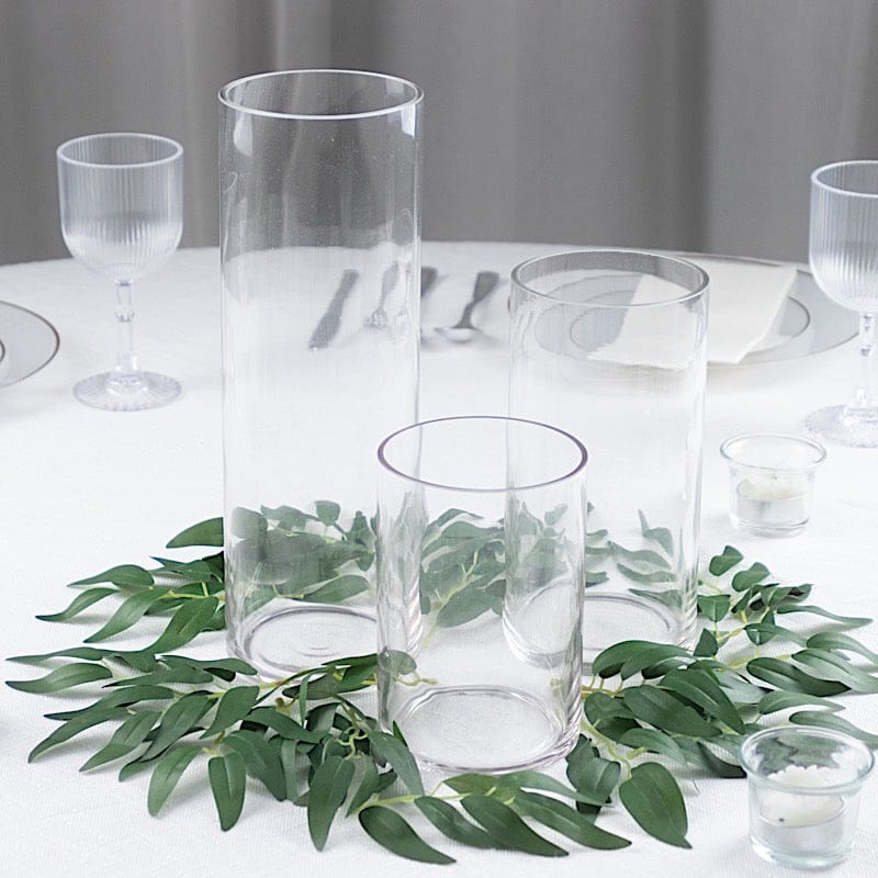 Set of 6 in, 8 in, 12 in Clear Premium Glass Cylinder Vases Centerpieces