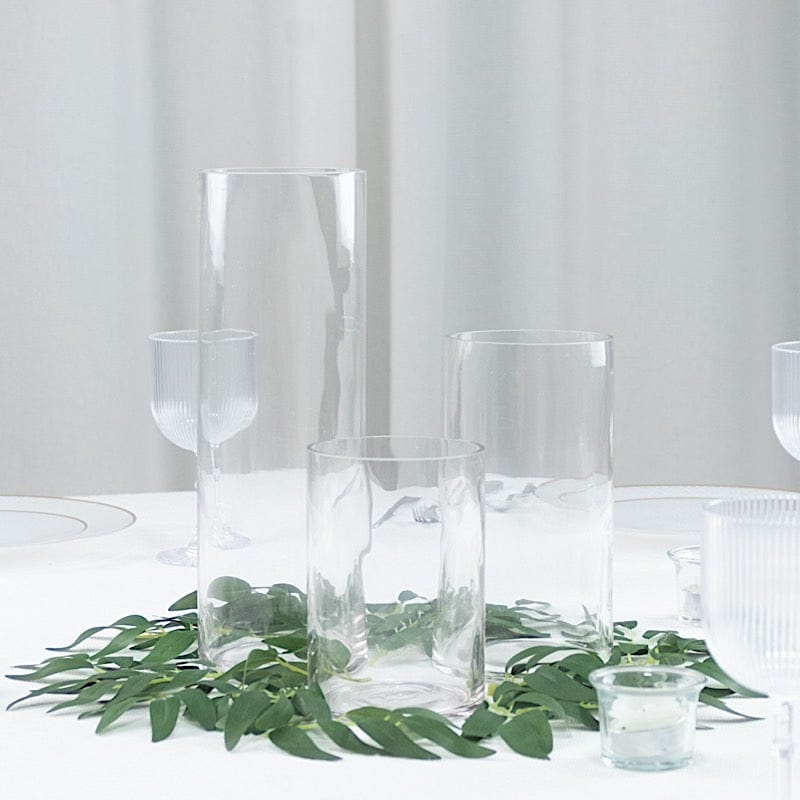 Set of 6 in, 8 in, 12 in Clear Premium Glass Cylinder Vases Centerpieces