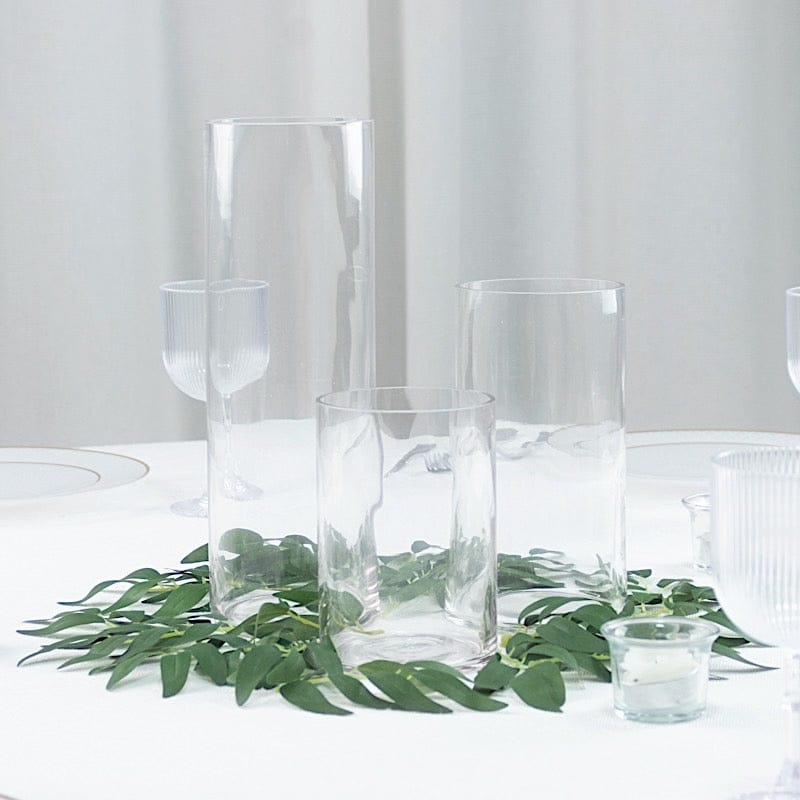 Set of 6 in, 8 in, 12 in Clear Premium Glass Cylinder Vases Centerpieces