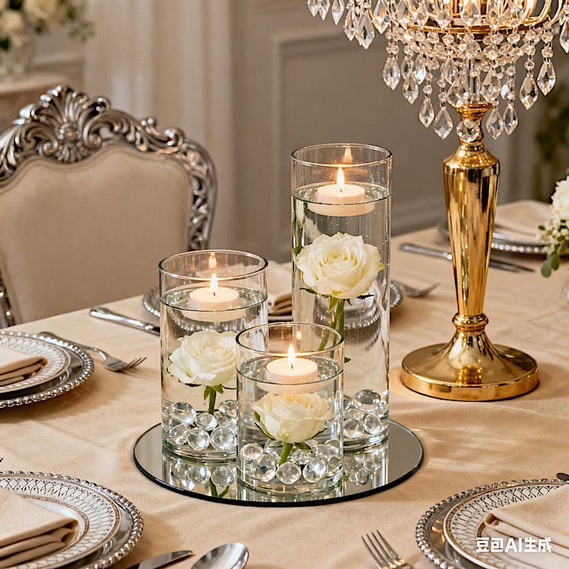 Set of 6 in, 8 in, 12 in Clear Premium Glass Cylinder Vases Centerpieces