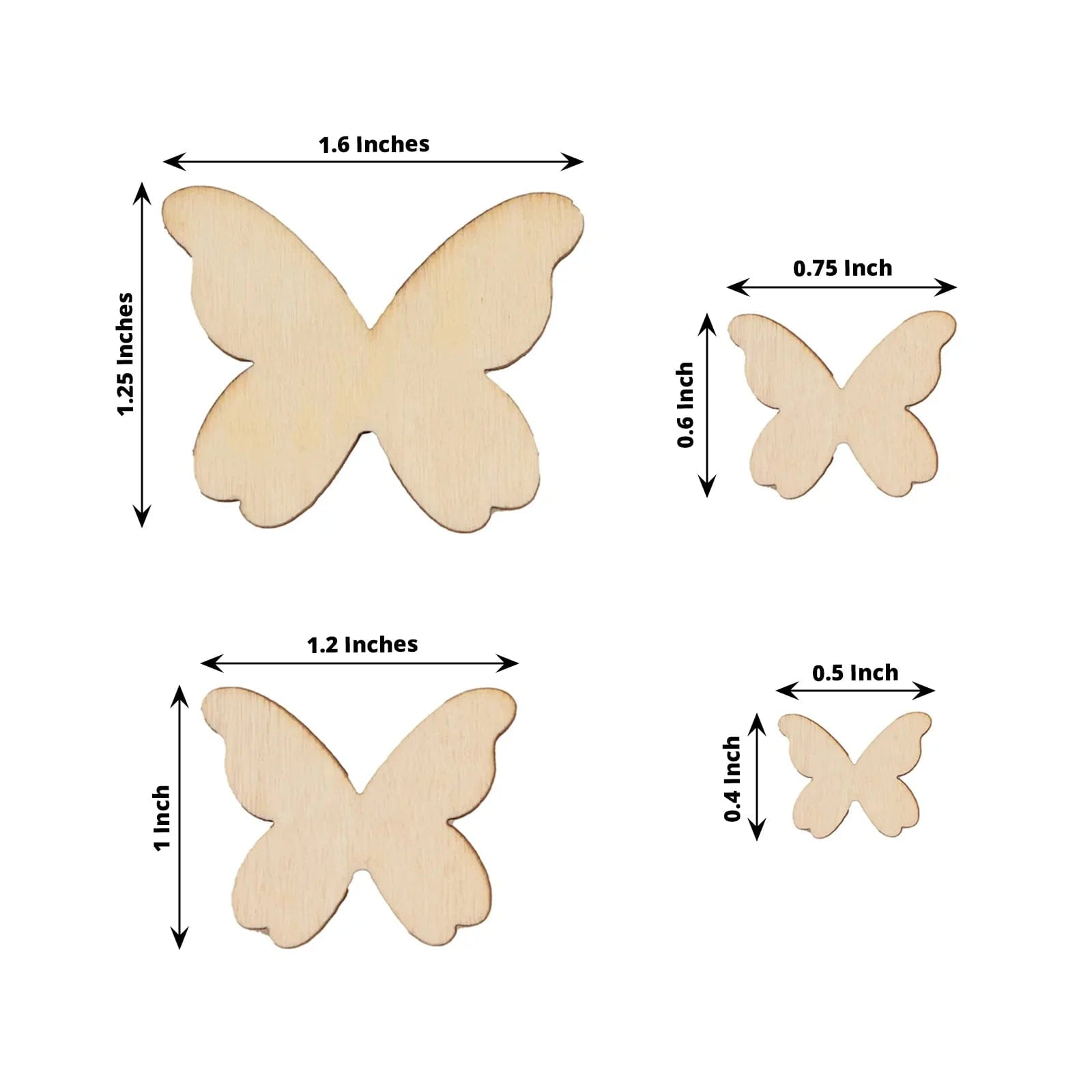 100 Natural Wood Butterfly Cutouts Party Tabletop Decorations