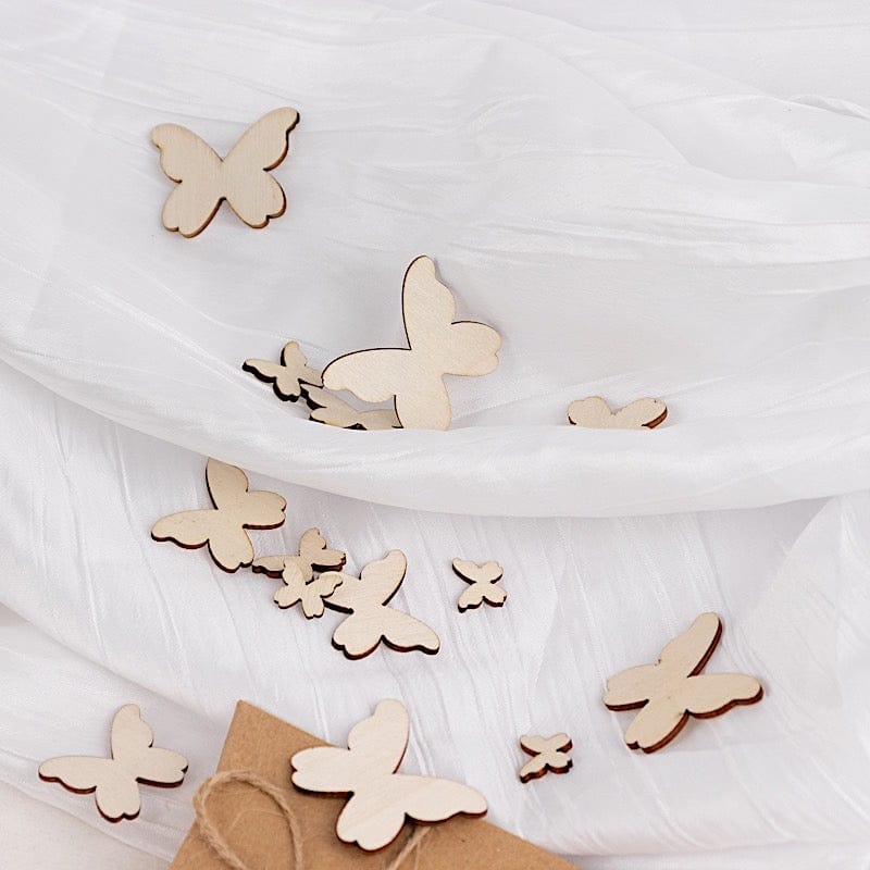 100 Natural Wood Butterfly Cutouts Party Tabletop Decorations