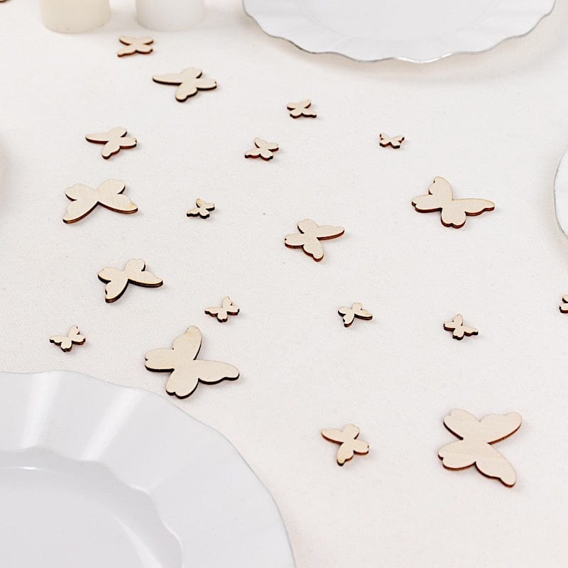 100 Natural Wood Butterfly Cutouts Party Tabletop Decorations