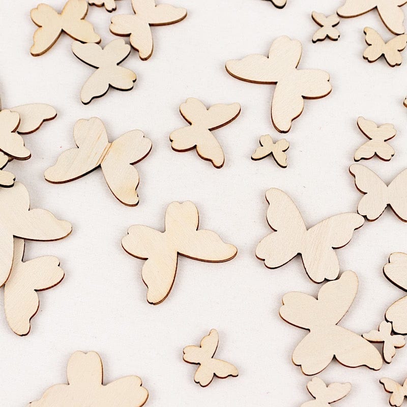 100 Natural Wood Butterfly Cutouts Party Tabletop Decorations