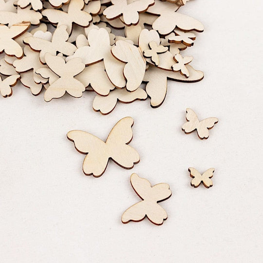 100 Natural Wood Butterfly Cutouts Party Tabletop Decorations