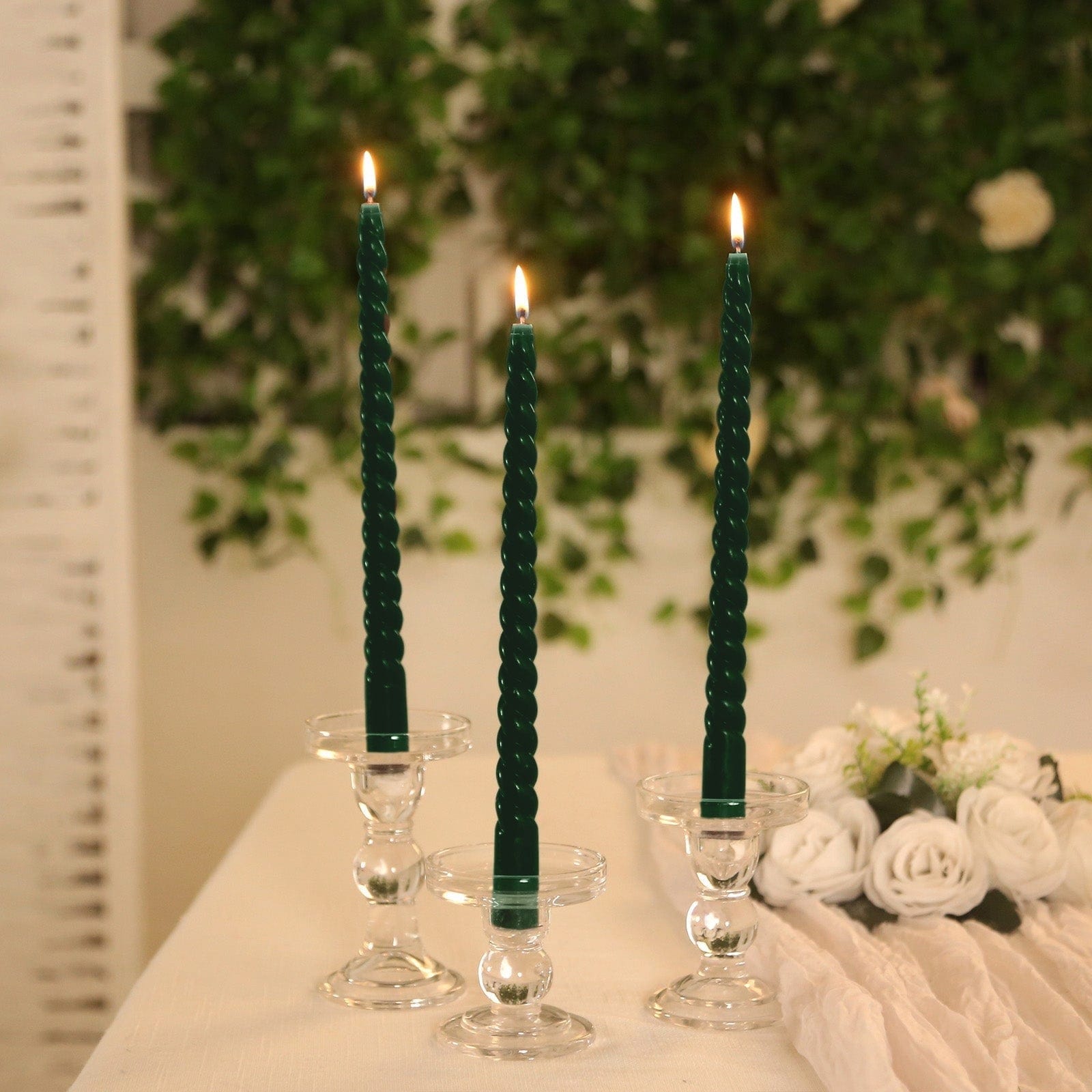 12 Unscented 11 in Long Spiral Premium Wax Taper Candles