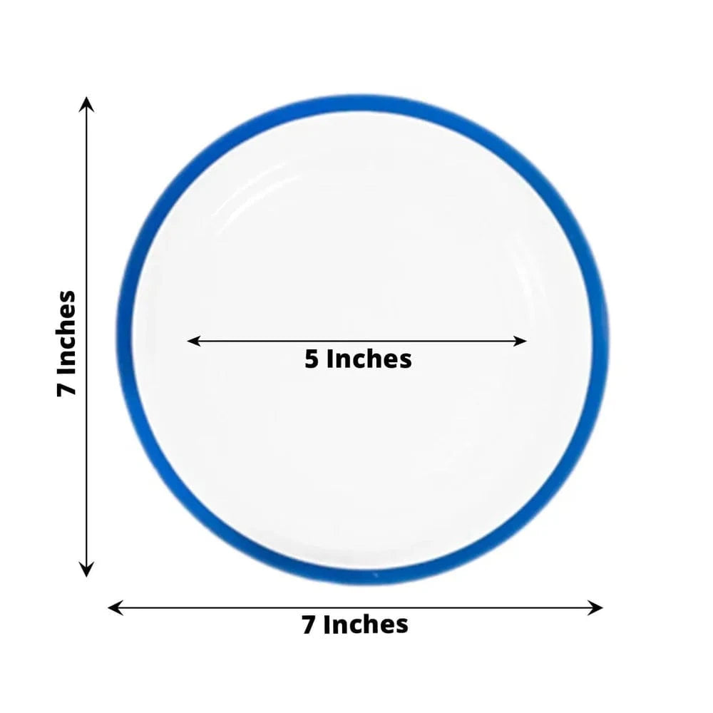 10 Disposable Round Plastic Dessert Plates with Gold Rim