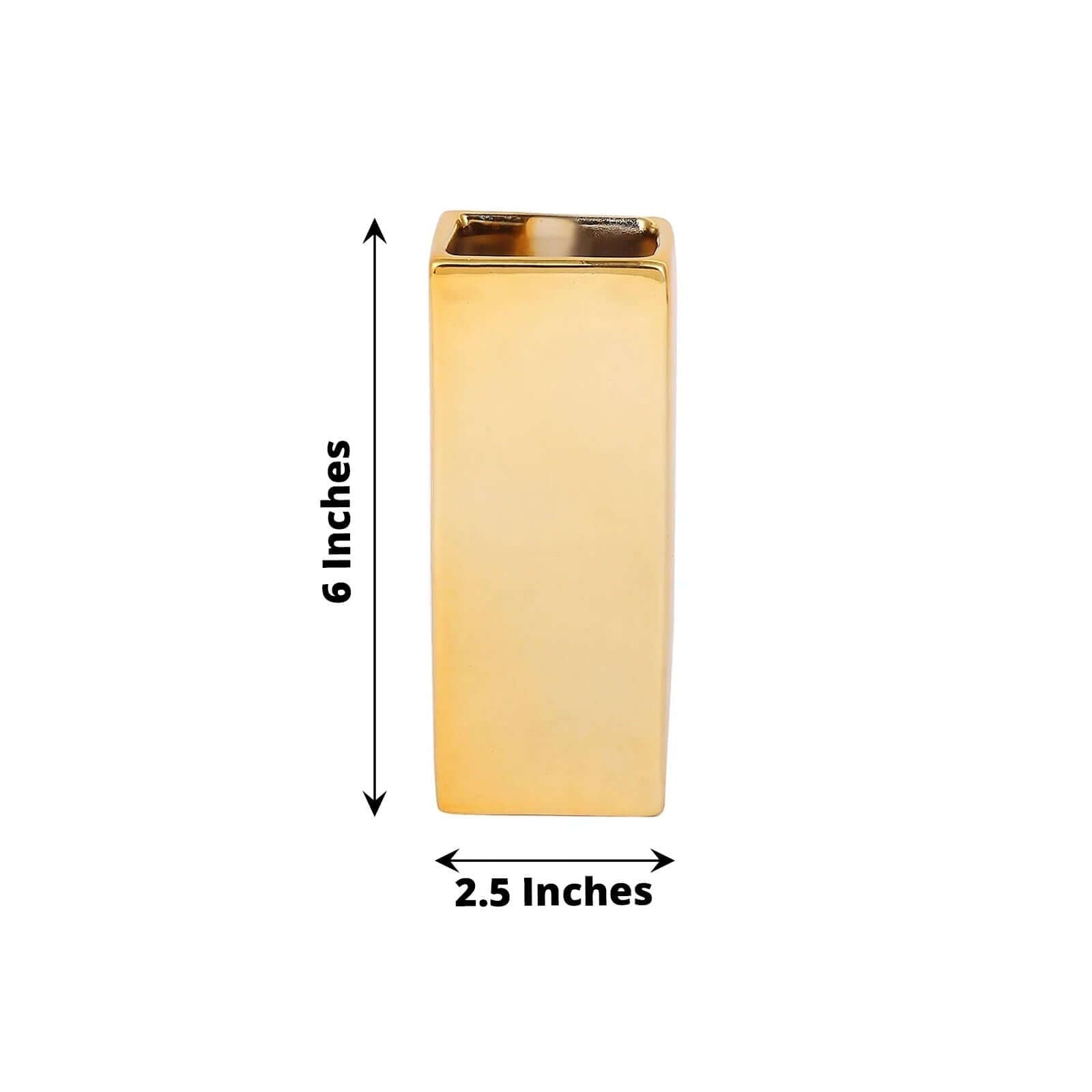 6 in Gold Metallic Letters and Symbols Ceramic Flower Vase Centerpiece