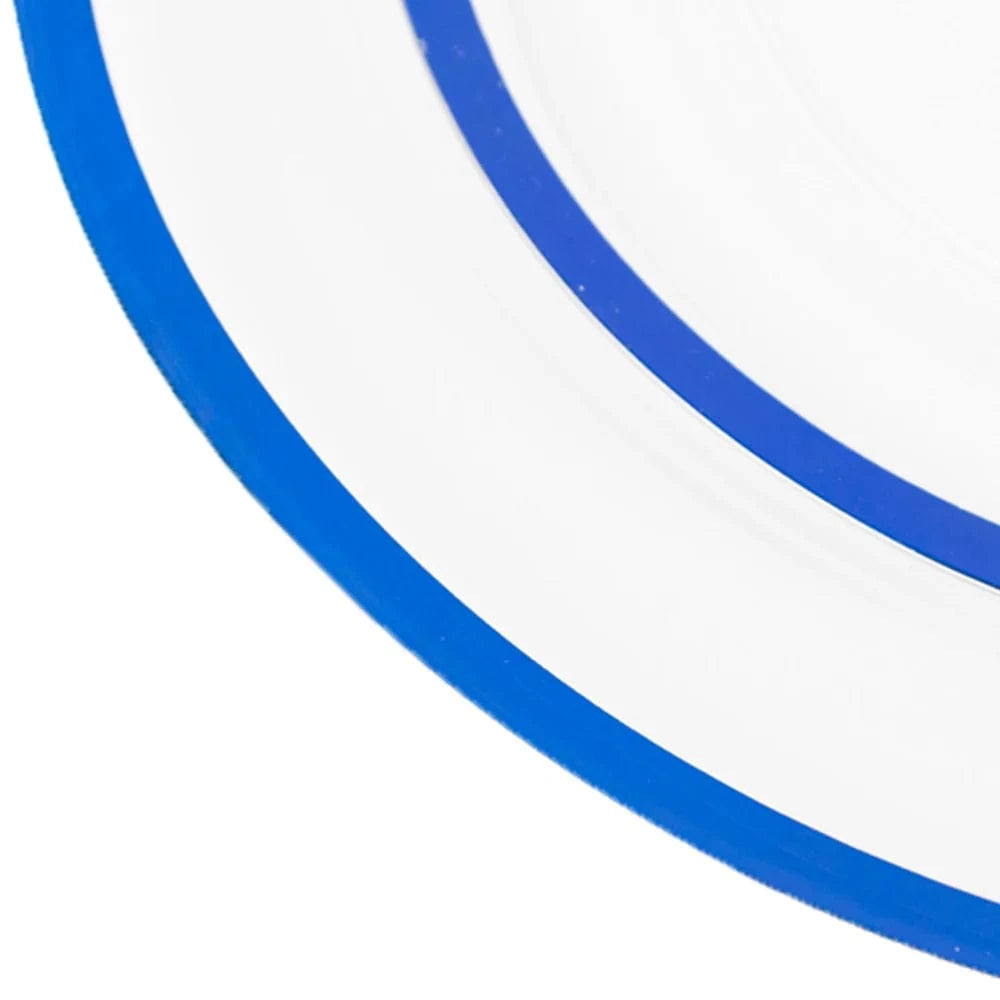 10 Disposable Round Plastic Dessert Plates with Gold Rim