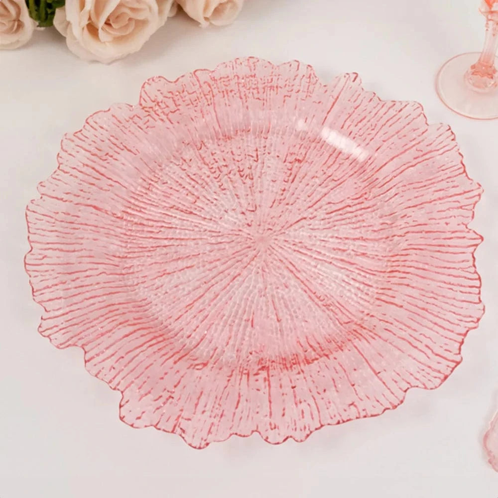 6 pcs 13 in Round Textured Acrylic Charger Plates