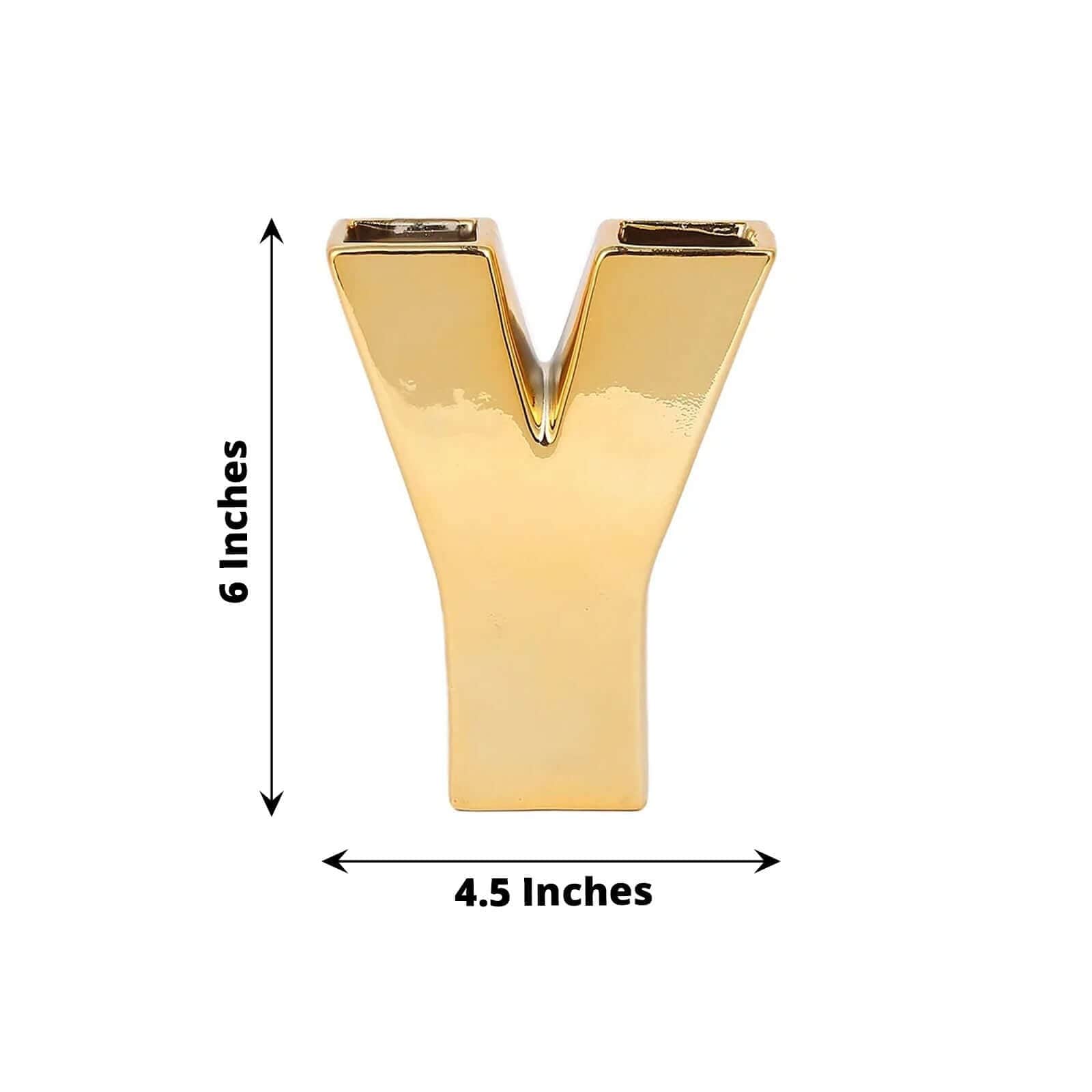 6 in Gold Metallic Letters and Symbols Ceramic Flower Vase Centerpiece